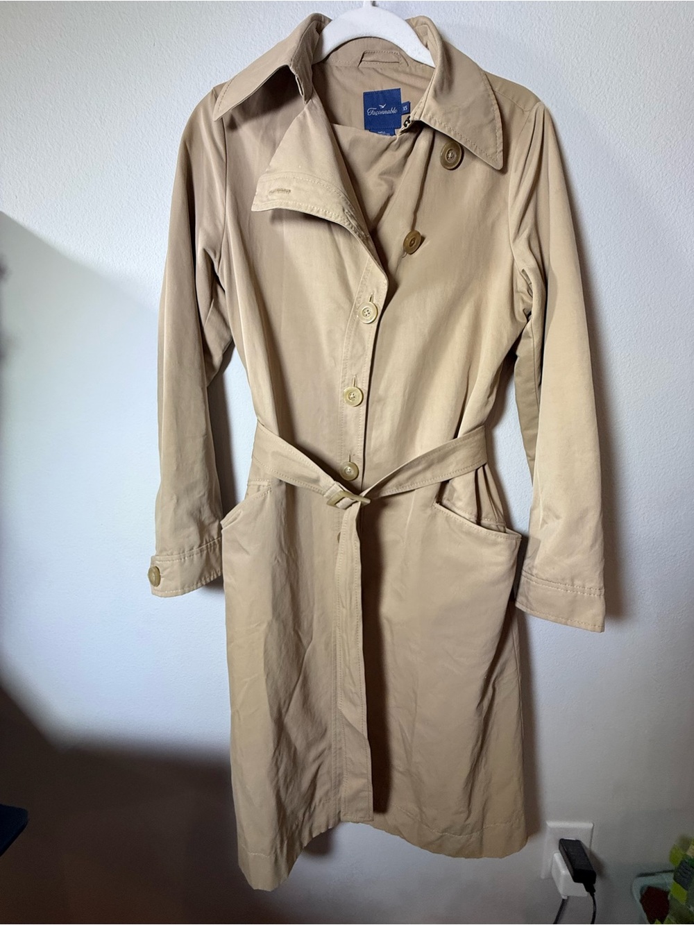 FACONNABLE Women's Khaki Trench Coat Pea Coat